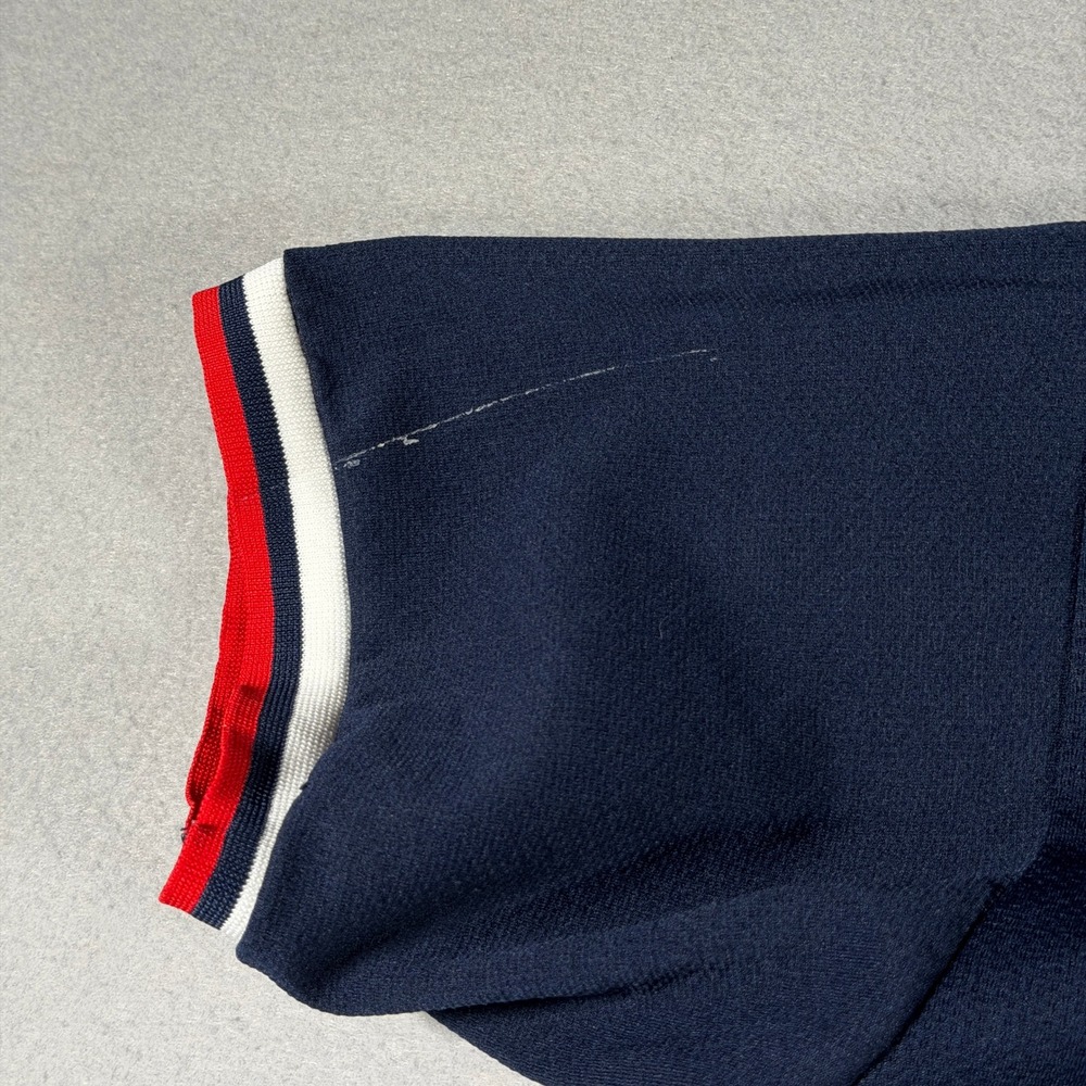 Logo Athletic Mens Navy Blue‎ Striped Trim Short Sleeve Pocket Polo Shirt Large - Picture 9 of 12